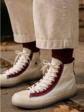 Converse Chuck Taylor CX EXP2 High Top Sneakers Cream Burgundy Unisex M4.5 W6.5